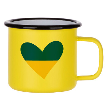 UKRAINE heart, Metallic enamel MATT Yellow cup 360ml