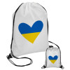 UKRAINE heart, Τσάντα πουγκί με μαύρα κορδόνια (1 τεμάχιο)