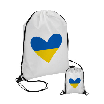 UKRAINE heart, Τσάντα πουγκί με μαύρα κορδόνια 45χ35cm (1 τεμάχιο)