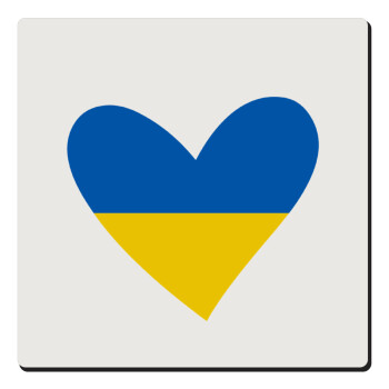 UKRAINE heart, Τετράγωνο μαγνητάκι ξύλινο 6x6cm