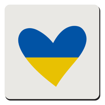 UKRAINE heart, Τετράγωνο μαγνητάκι ξύλινο 9x9cm