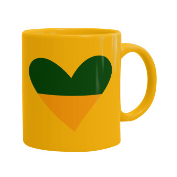 UKRAINE heart, Ceramic coffee mug yellow, 330ml