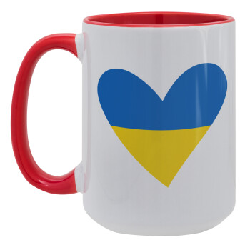 UKRAINE heart, Κούπα Mega 15oz, κεραμική Κόκκινη, 450ml