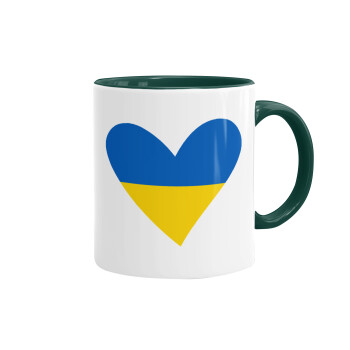 UKRAINE heart, Mug colored green, ceramic, 330ml