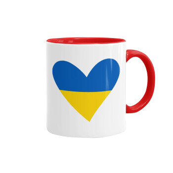 UKRAINE heart, Κούπα χρωματιστή κόκκινη, κεραμική, 330ml