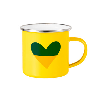 UKRAINE heart, Yellow Enamel Metallic Cup 360ml