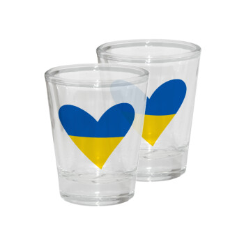 UKRAINE heart, Σφηνοπότηρα γυάλινα 45ml διάφανα (2 τεμάχια)