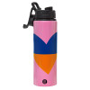 Metallic water bottle with safety lid, 850ml aluminum