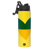 Metallic water bottle with safety lid, 850ml aluminum