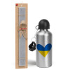 Easter Set, metallic silver aluminum water bottle (500ml) & aromatic flat Easter candle (30cm) (GRAY)
