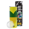 Neon Yellow Travel Tumbler, with metal straw (Stainless steel 304 Food grade, BPA free, 600ml)
