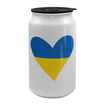 UKRAINE heart, Κούπα ταξιδιού μεταλλική με καπάκι (tin-can) 500ml