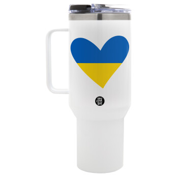UKRAINE heart, Mega Tumbler με καπάκι, διπλού τοιχώματος (θερμό) 1,2L