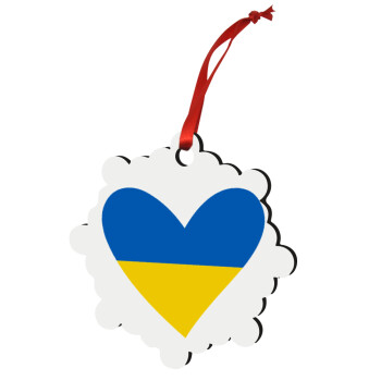 UKRAINE heart, Christmas ornament snowflake wooden 7.5cm