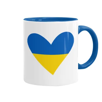 UKRAINE heart, Κούπα χρωματιστή μπλε, κεραμική, 330ml