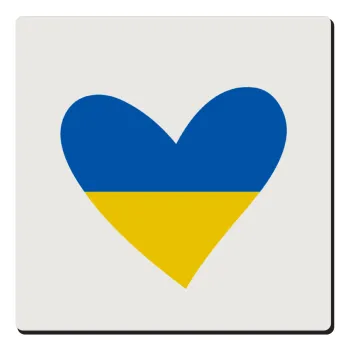 UKRAINE heart, Τετράγωνο μαγνητάκι ξύλινο 6x6cm