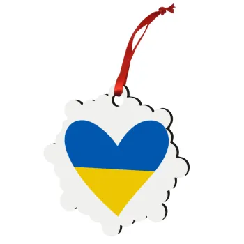 UKRAINE heart, Στολίδι Χριστουγεννιάτικο στολίδι snowflake ξύλινο 7.5cm