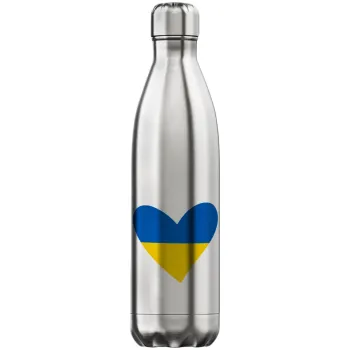 UKRAINE heart, Μεταλλικό παγούρι θερμός Inox (Stainless steel), διπλού τοιχώματος, 750ml