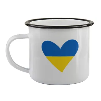 UKRAINE heart, Κούπα εμαγιέ με μαύρο χείλος 360ml