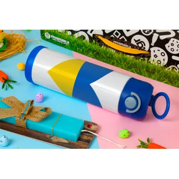 UKRAINE heart, Easter candle, Childrens hot water bottle, stainless steel, with safety straw, BLUE (500ml)