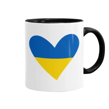 UKRAINE heart, Mug colored black, ceramic, 330ml