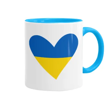 UKRAINE heart, Κούπα χρωματιστή γαλάζια, κεραμική, 330ml
