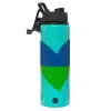 Metallic water bottle with safety lid, 850ml aluminum