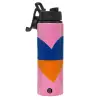 Metallic water bottle with safety lid, 850ml aluminum