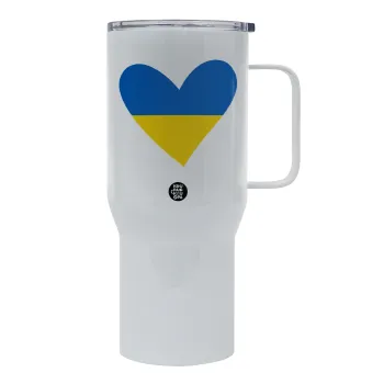 UKRAINE heart, Mega Stainless steel Tumbler with lid, double wall 750L