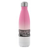 Metal mug thermos Pink/White (Stainless steel), double wall, 500ml