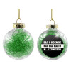 Transparent Christmas tree ball ornament with green filling 8cm