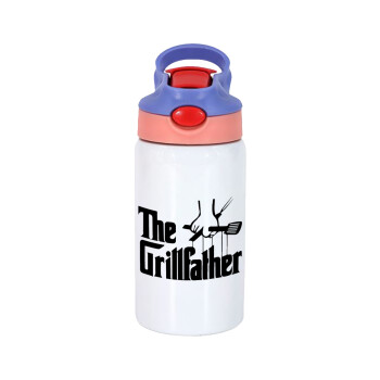The Grillfather, Children's hot water bottle, stainless steel, with safety straw, pink/purple (350ml)