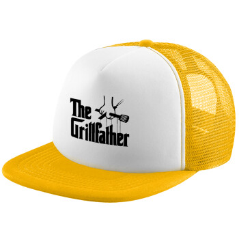 The Grillfather, Καπέλο Ενηλίκων Soft Trucker με Δίχτυ Κίτρινο/White (POLYESTER, ΕΝΗΛΙΚΩΝ, UNISEX, ONE SIZE)