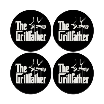 The Grillfather, SET of 4 round wooden coasters (9cm)
