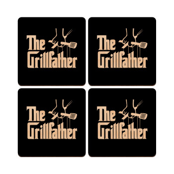 The Grillfather, ΣΕΤ x4 Σουβέρ ξύλινα τετράγωνα plywood (9cm)