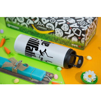 The Grillfather, Easter candle,Travel Tumbler 2 Lids, with metal straw & cleaning brush & aromatic flat candle (30cm) (BLUE)