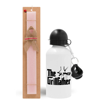 The Grillfather, Πασχαλινό Σετ, παγούρι μεταλλικό αλουμινίου (500ml) & πασχαλινή λαμπάδα αρωματική πλακέ (30cm) (ΡΟΖ)