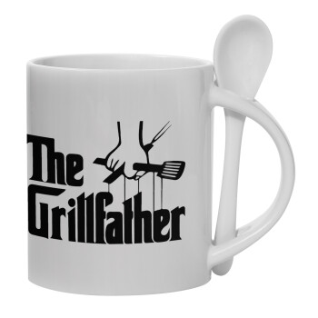 The Grillfather, Ceramic coffee mug with Spoon, 330ml (1pcs)