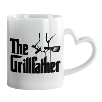 The Grillfather, Κούπα καρδιά χερούλι λευκή, κεραμική, 330ml