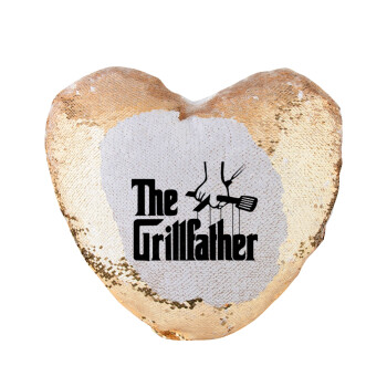 The Grillfather, Μαξιλάρι καναπέ καρδιά Μαγικό Χρυσό με πούλιες 40x40cm περιέχεται το  γέμισμα