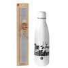 Easter Set, metallic stainless thermos bottle (500ml) & scented flat Easter candle (30cm) (GRAY)