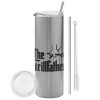 Tumbler stainless steel Silver 600ml, with metal straw & cleaning brush