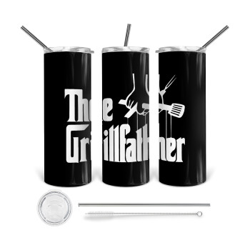 The Grillfather, 360 Eco friendly ποτήρι θερμό (tumbler) από ανοξείδωτο ατσάλι 600ml, με μεταλλικό καλαμάκι & βούρτσα καθαρισμού