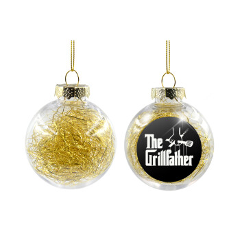 The Grillfather, Χριστουγεννιάτικη μπάλα δένδρου διάφανη με χρυσό γέμισμα 8cm