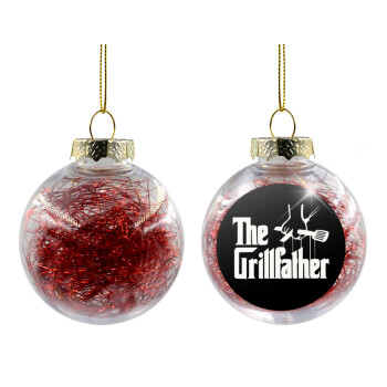 The Grillfather, Χριστουγεννιάτικη μπάλα δένδρου διάφανη με κόκκινο γέμισμα 8cm