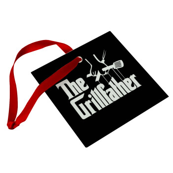 The Grillfather, Χριστουγεννιάτικο στολίδι γυάλινο τετράγωνο 9x9cm