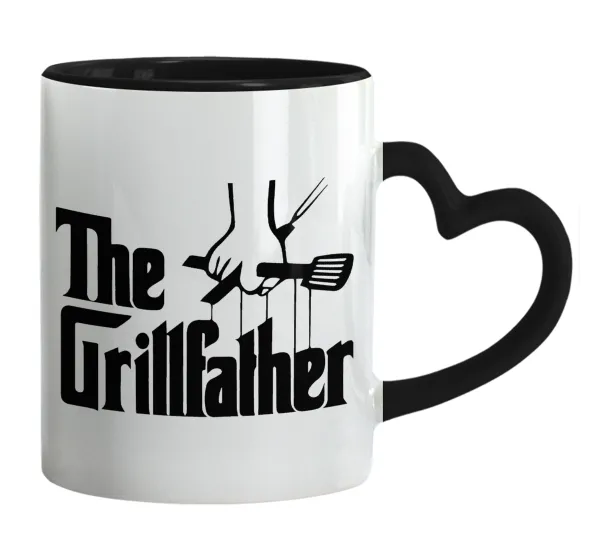 The Grillfather — Mug heart black handle, ceramic, 330ml