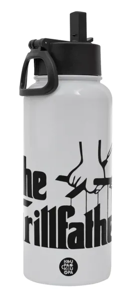 The Grillfather — Metal mug thermo White with Straw and Spout Lid (Stainless steel), double wall, 950ml
