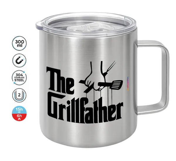 The Grillfather — Double-walled stainless steel mug 300ml with temperature-retaining lid