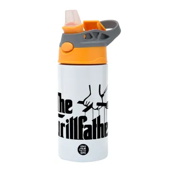 The Grillfather, Παιδικό παγούρι θερμό, ανοξείδωτο, με καλαμάκι ασφαλείας, Πορτοκαλί/Γκρι (360ml) BPA-FREE